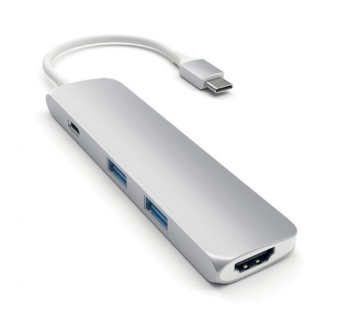 Satechi Aluminum Type-C Slim MultiPort Hub, 4k HDMI, 2x USB 3.0, ezüst