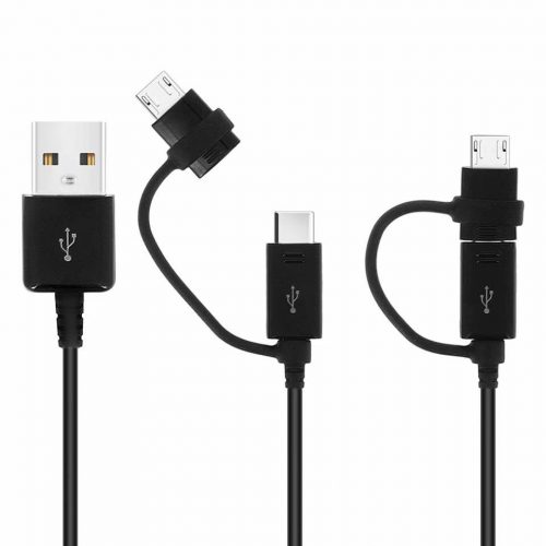 Samsung EP-DG950DBE USB / Type-C / microUSB töltő- és adatkábel, fekete, ECO csomagolásban