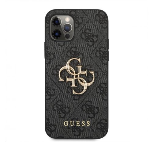 Guess PU 4G Metal Logo Apple iPhone 12 Pro Max hátlap tok, szürke