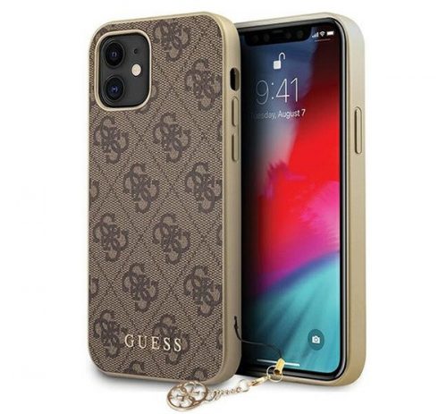 Guess 4G Charms Apple iPhone 12 mini hátlap tok, barna