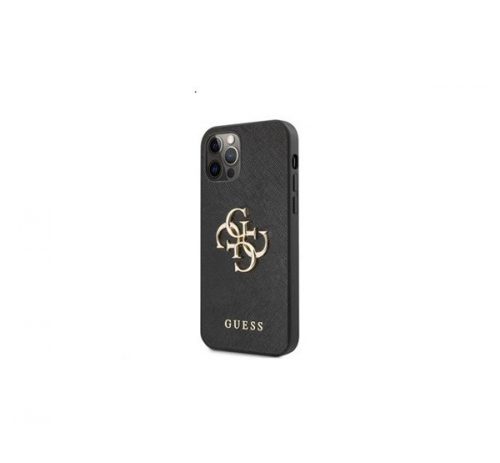 Guess PU Saffiano Big 4G Metal Logo Apple iPhone 12/12 Pro hátlap tok, fekete