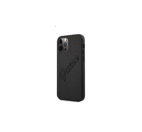 Guess PU Saffiano Vintage Script Apple iPhone 12 Pro Max hátlap tok, fekete