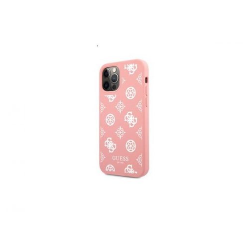 Guess Liquid Silicone White Peony Apple iPhone 12/12 Pro hátlap tok, rózsaszín