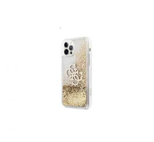 Guess TPU Big 4G Liquid Glitter Gold Apple iPhone 12/12 Pro hátlap tok, átlátszó