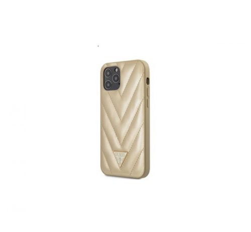 Guess V Quilted Apple iPhone 12/12 Pro hátlap tok, arany