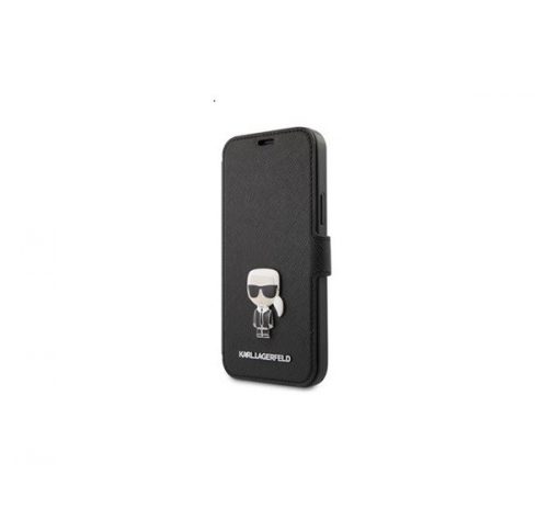 Karl Lagerfeld Saffiano Iconic flip tok Apple iPhone 12/12 Pro, fekete