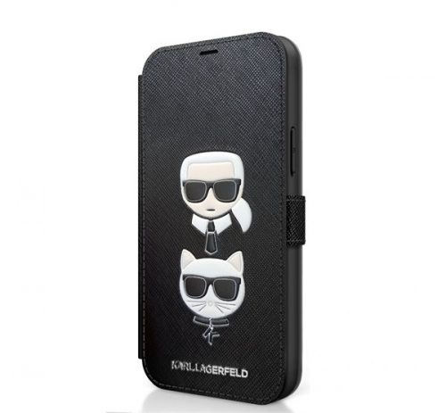 Karl Lagerfeld Saffiano K&C Heads flip tok Apple iPhone 12 Pro Max, fekete