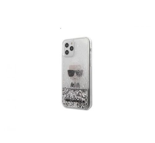 Karl Lagerfeld Liquid Glitter Iconic hátlap tok Apple iPhone 12 Pro Max, ezüst