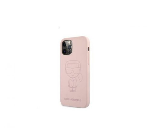 Karl Lagerfeld Iconic Outline Silicone hátlap tok Apple iPhone 12/12 Pro, rózsaszín