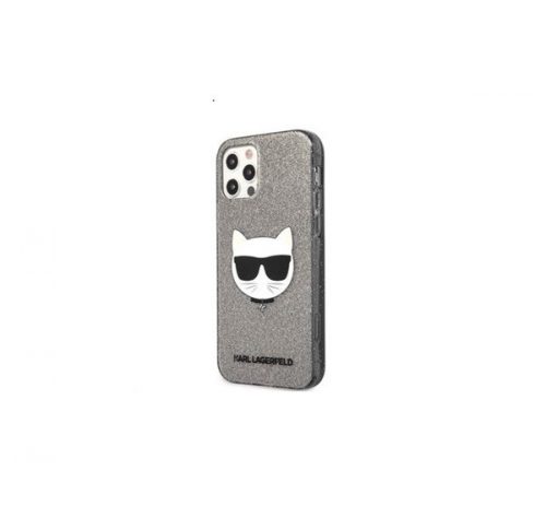 Karl Lagerfeld Choupette Head Glitter hátlap tok Apple iPhone 12/12 Pro, fekete