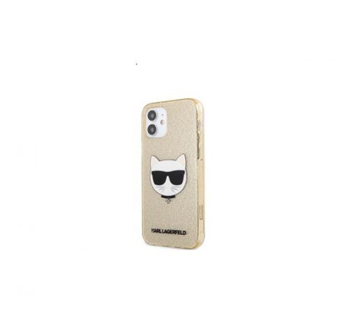 Karl Lagerfeld Choupette Head Glitter hátlap tok Apple iPhone 12 mini, arany