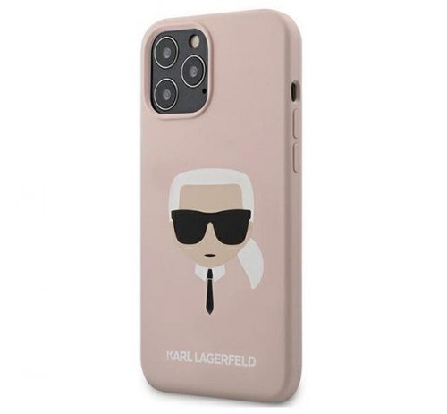 Karl Lagerfeld Head Silicone hátlap tok Apple iPhone 12 Pro Max, rózsaszín