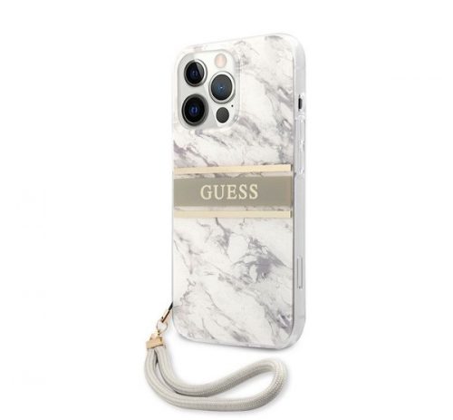 Guess TPU Marble Stripe Apple iPhone 13 Pro Max hátlap tok, szürke