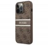 Guess PU 4G Printed Stripe Apple iPhone 13 Pro hátlap tok, barna