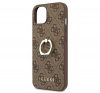 Guess PU 4G Ring Apple iPhone 13  hátlap tok, barna