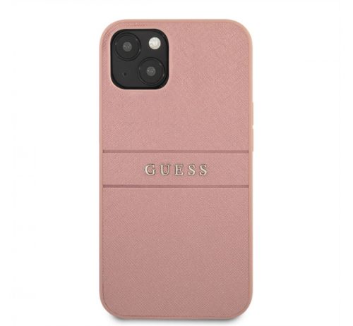 Guess PU Saffiano Apple iPhone 13 bőr hátlap tok, rózsaszín