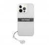 Guess PU/TPU Gray Stripe Apple iPhone 13 Pro hátlap tok, átlátszó