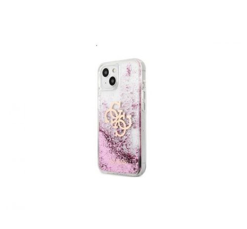 Guess TPU Big 4G Liquid Glitter Pink Apple iPhone 13 mini hátlap tok, átlátszó