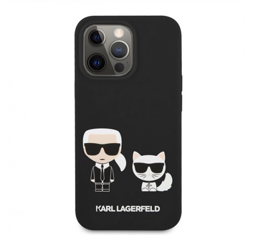 Karl Lagerfeld and Choupette Liquid szilikon hátlap tok Apple iPhone 13 Pro Max, fekete