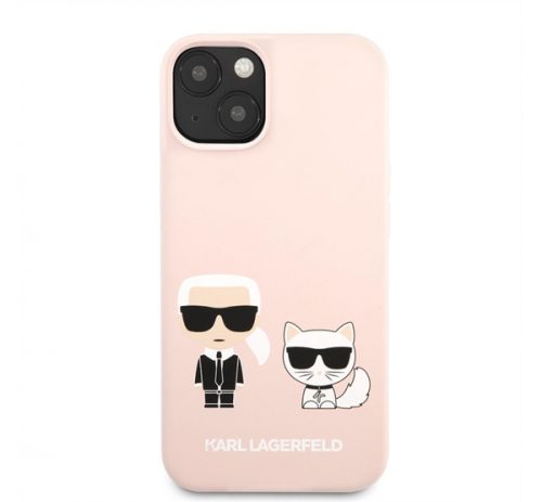 Karl Lagerfeld and Choupette Liquid szilikon hátlap tok Apple iPhone 13 mini, rózsaszín