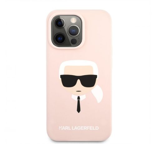 Karl Lagerfeld Head Liquid szilikon hátlap tok Apple iPhone 13 Pro Max, rózsaszín