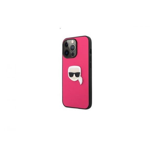 Karl Lagerfeld Head bőr hátlap tok Apple iPhone 13 Pro Max, rózsaszín