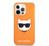 Karl Lagerfeld Choupette Head szilikon hátlap tok Apple iPhone 13 Pro, narancs