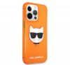 Karl Lagerfeld Choupette Head szilikon hátlap tok Apple iPhone 13 Pro, narancs