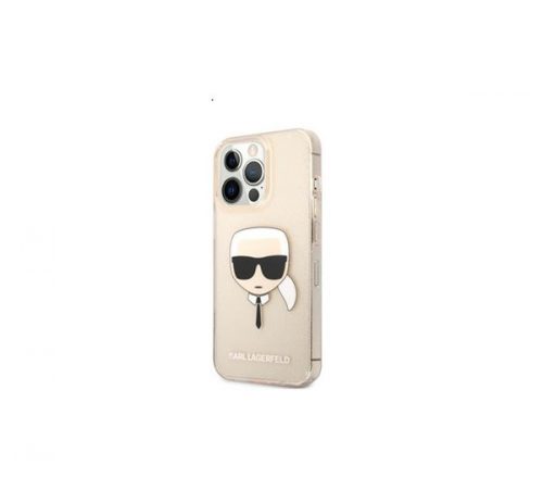 Karl Lagerfeld Head Full Glitter szilikon hátlap tok Apple iPhone 13 Pro, arany