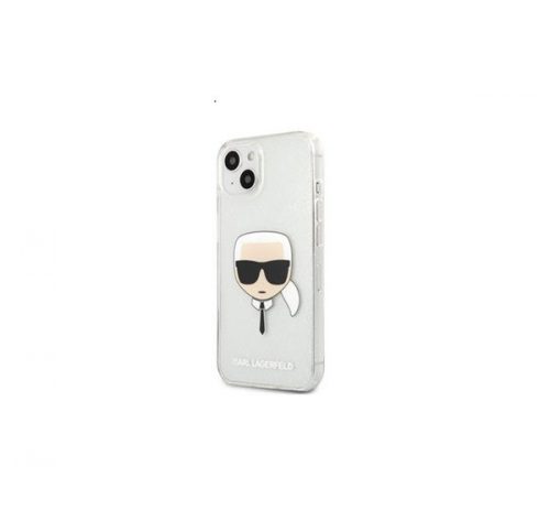 Karl Lagerfeld Head Full Glitter szilikon hátlap tok Apple iPhone 13, ezüst