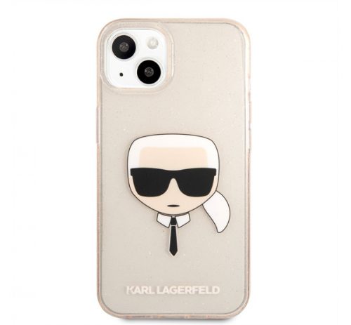 Karl Lagerfeld Head Full Glitter szilikon hátlap tok Apple iPhone 13 mini, arany