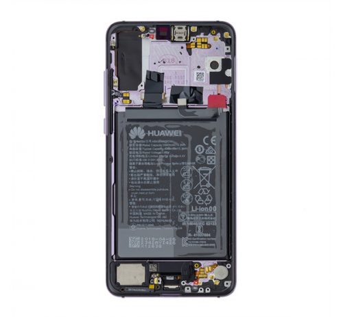 Huawei P20 Pro kompatibilis LCD modul kerettel, akkumulátorral, lila