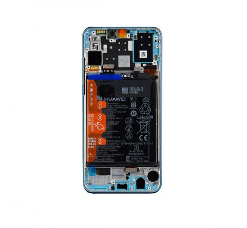 Huawei P30 Lite New Edition kompatibilis LCD modul kerettel, akkumulátorral, világos kék