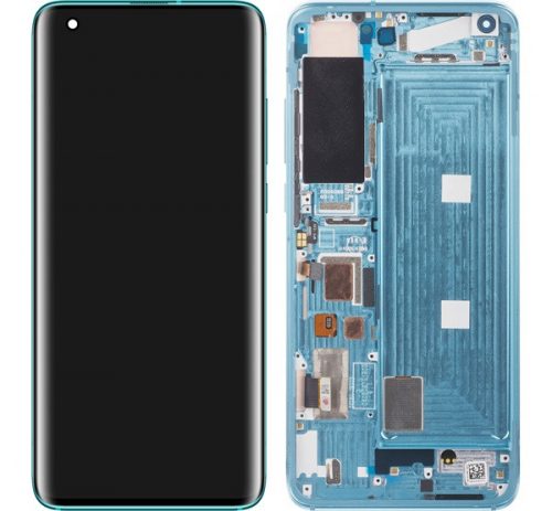 Xiaomi Mi 10/Mi 10 5G kompatibilis LCD modul kerettel, C verziós flex kábel, OEM jellegű, zöld