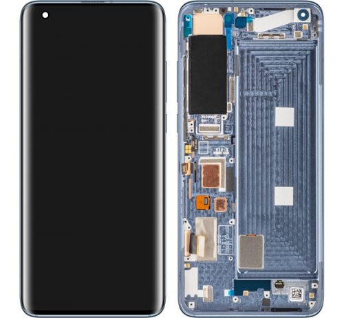 Xiaomi Mi 10/Mi 10 5G kompatibilis LCD modul kerettel, S verziós flex kábel, OEM jellegű, szürke