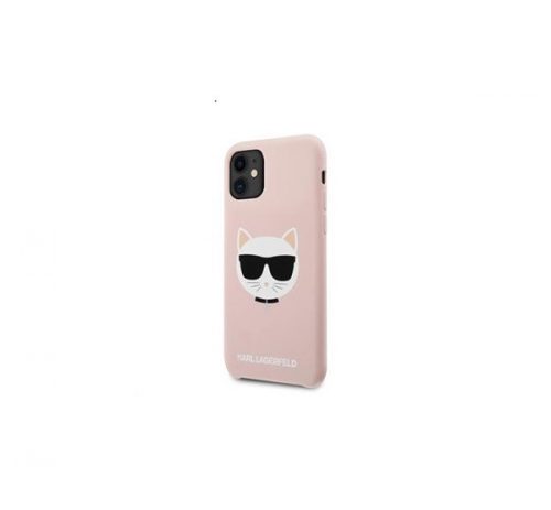 Karl Lagerfeld Choupette Head Silicone hátlap tok Apple iPhone 11, rózsaszín