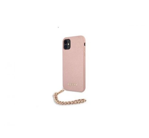 Guess PU Saffiano Gold Chain Apple iPhone 11 hátlap tok, rózsaszín