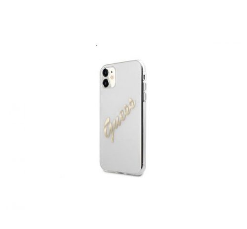 Guess PU Vintage Script Gold Logo Apple iPhone 11 hátlap tok, átlátszó