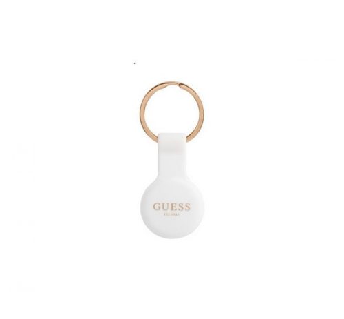 Guess Liquid Silicone Classic Logo Apple AirTag szilikon kulcstartó, fehér