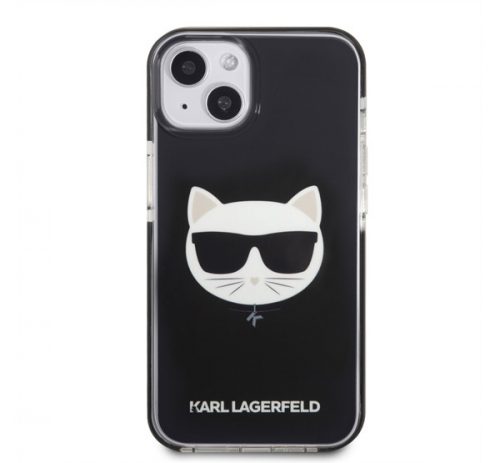 Karl Lagerfeld Choupette Head TPE szilikon hátlap tok Apple iPhone 13, fekete