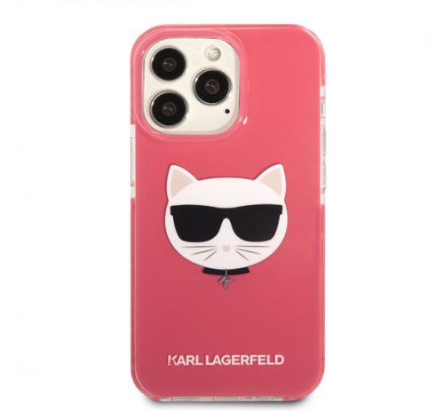 Karl Lagerfeld Choupette Head TPE szilikon hátlap tok Apple iPhone 13 Pro Max, rózsaszín