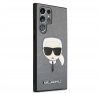 Karl Lagerfeld Head Saffiano bőr hátlap tok Samsung Galaxy S22 Ultra, ezüst