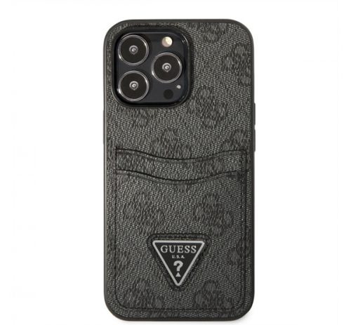 Guess 4G Saffiano Double Card Apple iPhone 13 Pro bőr hátlap tok, fekete