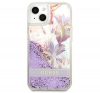 Guess Liquid Glitter Flower Apple iPhone 13 mini hátlap tok, lila