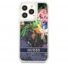 Guess Liquid Glitter Flower Apple iPhone 13 Pro hátlap tok, kék