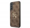 Guess PU 4G Metal Logo Samsung Galaxy S22+ hátlap tok, barna