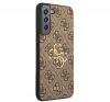 Guess PU 4G Metal Logo Samsung Galaxy S22+ hátlap tok, barna