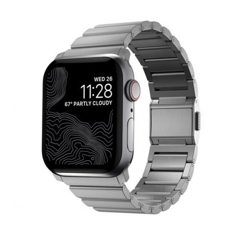 Nomad Titanium Apple Watch 42/44/45/49mm fém szíj, ezüst