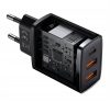 Baseus Compact gyorstöltő adapter 30W Type-C + 2XUSB, fekete