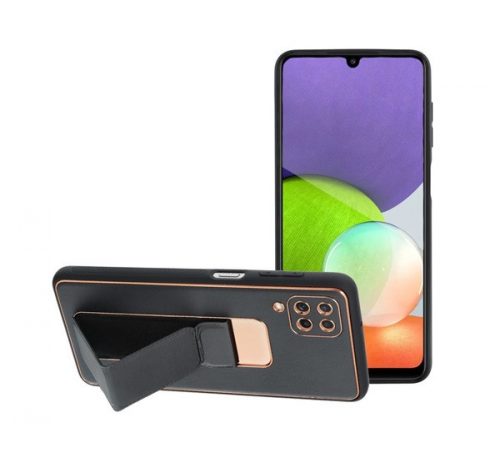 Forcell Leather Kickstand műbőr hátlap tok, Samsung Galaxy A13 4G, fekete